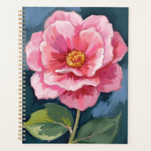 Agenda Flor de Peônia Rosa Aquarela Floral