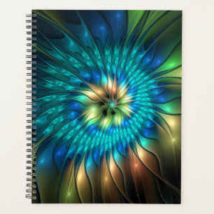 Agenda Flor Fantasia Luminosa, Fractal Abstrato Colorido