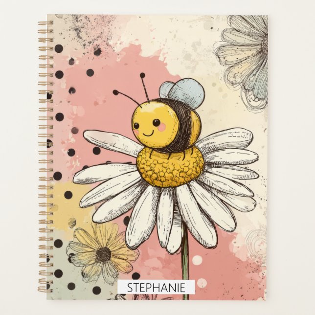 Agenda Flor Fantasiosa e Abelha – Floral Aconchegante (1) (Frente)