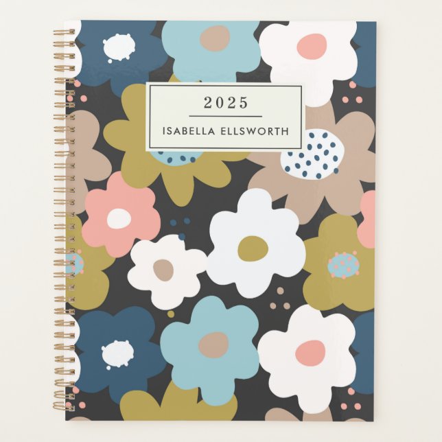 Agenda Flor Floral do Groovy na década de 60 Personalizad (Frente)