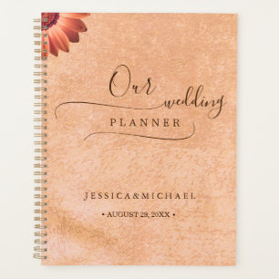 Agenda Flor Gerbera no casamento de pêssego Abstrato