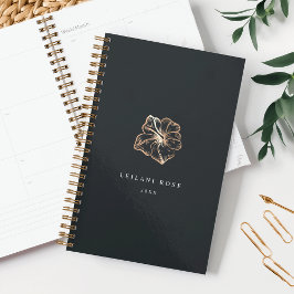 Agenda Flor Hibiscus de Cobre Elegante Personalizada