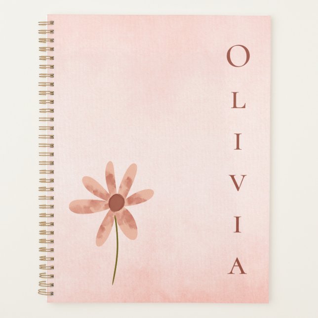 Agenda Flor Personalizado de Ponta de Água Rosa (Frente)