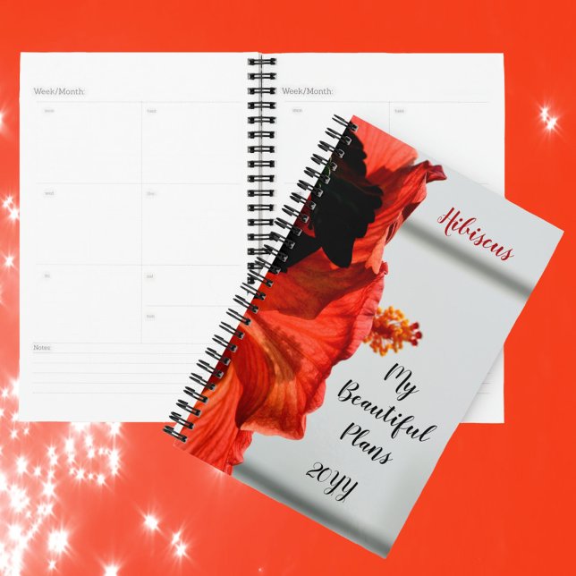 Agenda Flor Red Hibiscus Belos Planos Personalizáveis (Criador carregado)