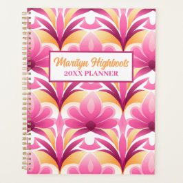 Agenda Flor retrô rosa e amarelo