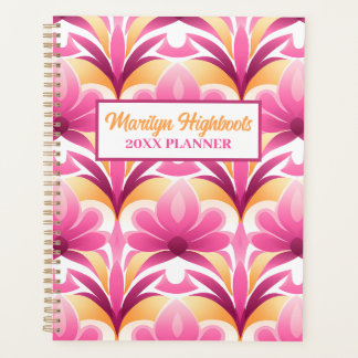 Agenda Flor retrô rosa e amarelo
