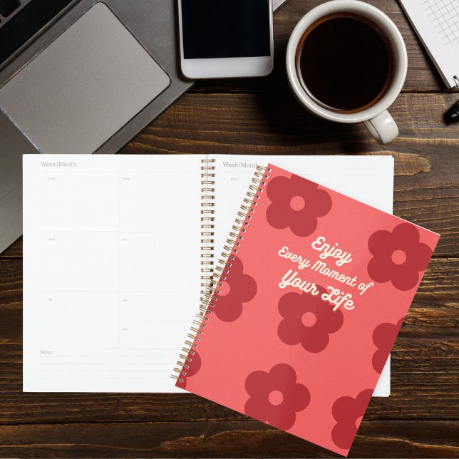 Agenda Flor Retro Vermelho Inspirador (Criador carregado)