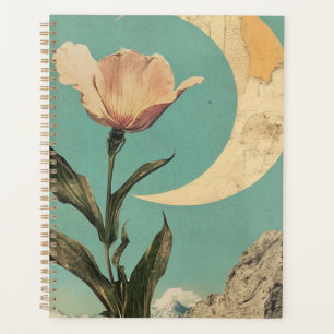 Agenda Flor rosa e Lua Crescente