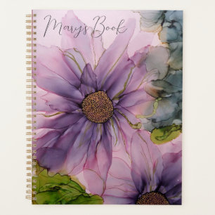 Agenda flor rosa e púrpura de álcool