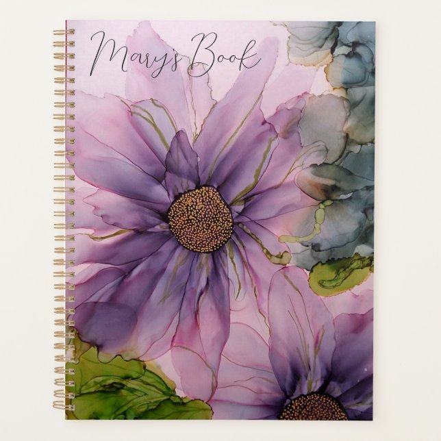 Agenda flor rosa e púrpura de álcool (Frente)