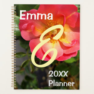 Agenda Flor rosa vermelha e amarela
