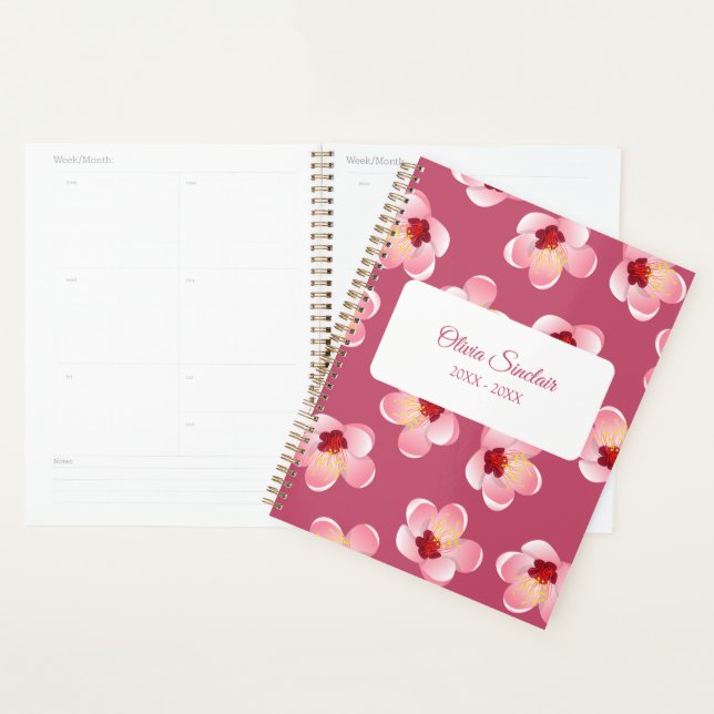 Agenda Flor Tropical Rosa Personalizada (Exibição)