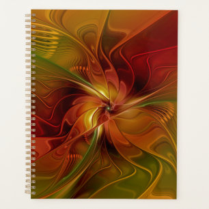 Agenda Flor verde-laranja-abstrato Vermelho Castanho-Cast