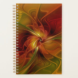 Agenda Flor verde-laranja-abstrato Vermelho Castanho-Cast