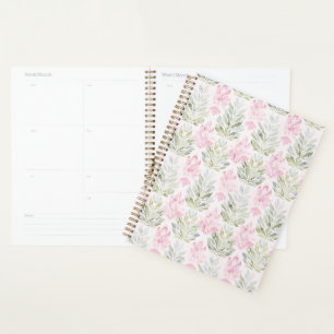 Agenda Floral Abstrato Verde Rosa