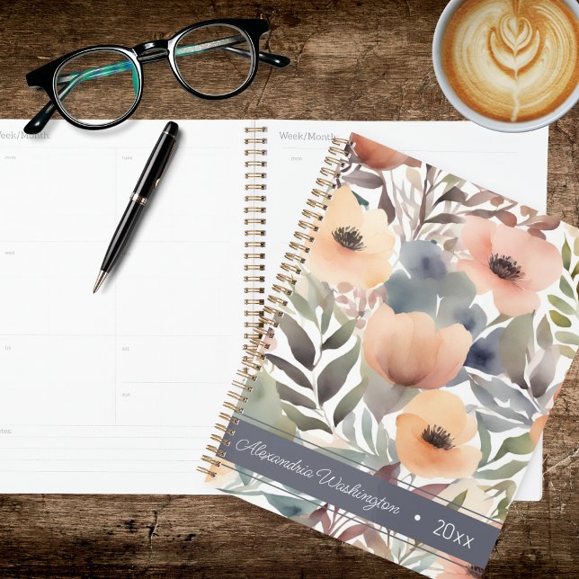 Agenda Floral Aquarela Moderna (Criador carregado)