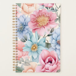 Agenda Floral Azul e Rosa