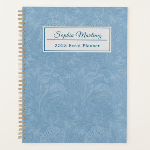 Agenda Floral Azul Pó Elegante Personalizado