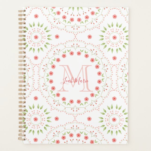 Agenda Floral Blush Pink Mandala Monograma (Frente)