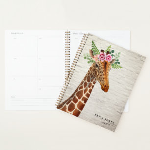 Agenda Floral Boho Giraffe White Brick Planner