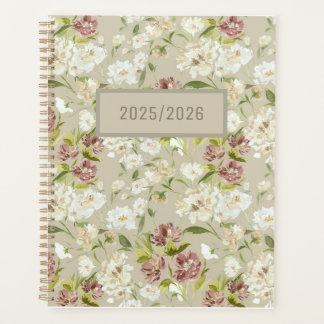 Agenda Floral Burgundy Cream Day Planner 2025/2026