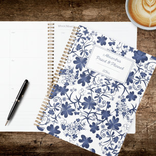 Agenda Floral Campestre Azul e Branco