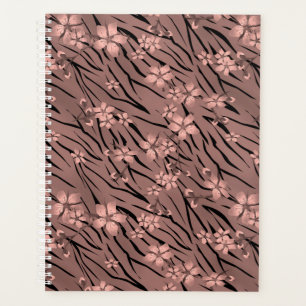 Agenda Floral, castanho, padrão de tigre