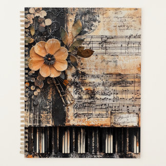 Agenda Floral com Chaves de Piano Russas e Música Vencida