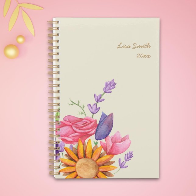 Agenda Floral de Aquarela Elegante (Criador carregado)