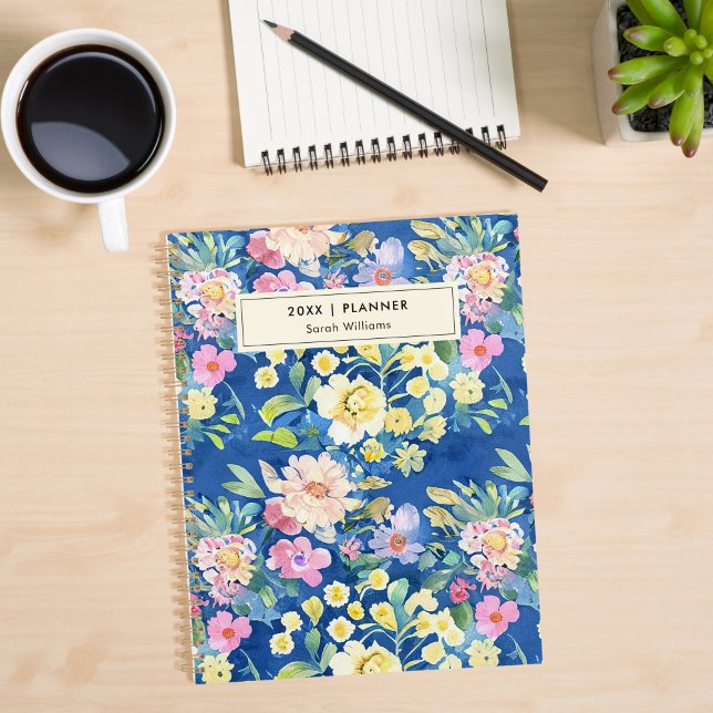 Agenda Floral de Aquarela Personalizado (Criador carregado)