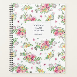 Agenda Floral de Aquarela Rosa