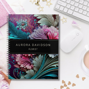 Agenda Floral de Cor de Água Púrpura de Sangue Escura