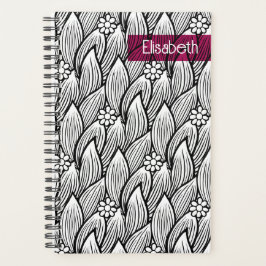 Agenda Floral de Daisy Hippie Preto-Branco e Cinto