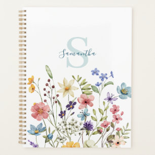 Agenda Floral de Flor Selvagem Elegante Personalizado