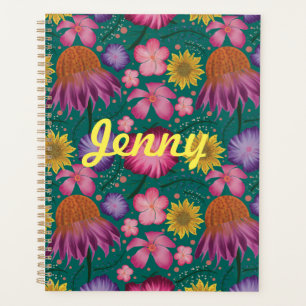Agenda Floral de Flor Selvagem Personalizado