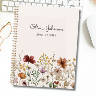Agenda Floral de Flor Silvestre Bonita Aquarela Personali