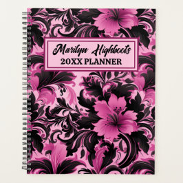 Agenda Floral de Hibiscus Rosa e Negro
