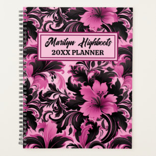 Agenda Floral de Hibiscus Rosa e Negro