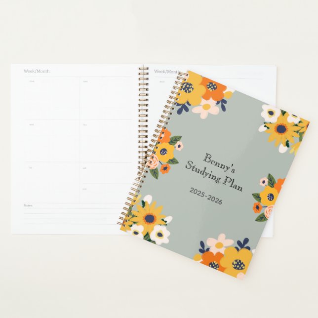 Agenda Floral de Nome Personalizado (Exibição)