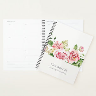 Agenda Floral de Peony Floral, Cor Verde Rosa Elegante