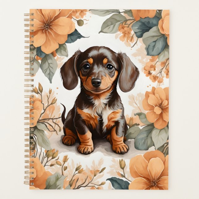 Agenda Floral de Pêssego Castanho-Cachshund (Frente)
