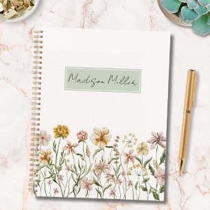 Agenda Floral de Prado de Flores Silvestres em Aquarela P