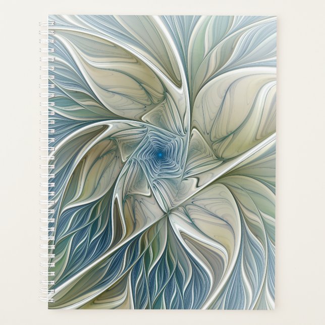 Agenda Floral Dream Pattern Abstract Blue Khaki Fractal (Frente)