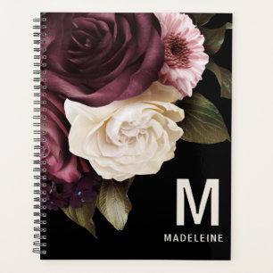 Agenda Floral Escuro Personalizado