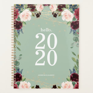 Agenda Floral Floral de primavera Verde Alô 2020 Cute