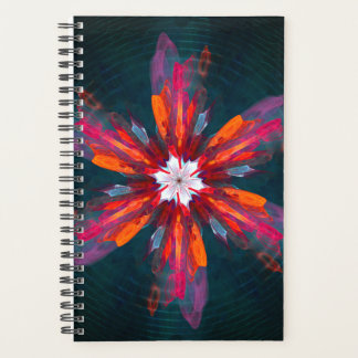 Agenda Floral Flores de Mandala Laranja Vermelho Abstrato