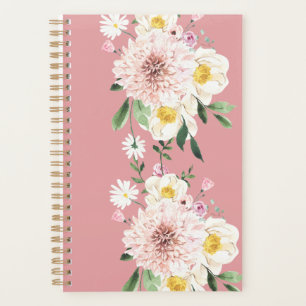 Agenda Floral flores escamoteando o planificador espiral
