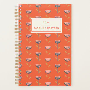Agenda Floral Folclórico Escandinavo Laranja Personalizad