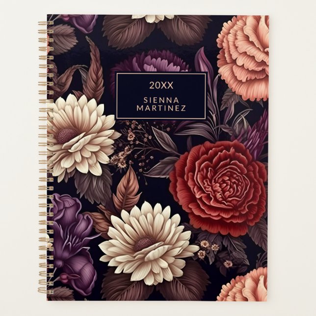 Agenda Floral Gótico Blush Red Black Flower Blossomas (Frente)