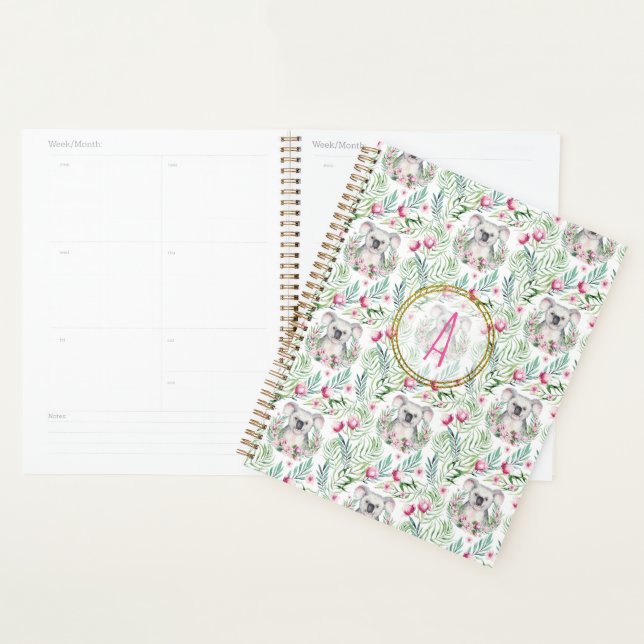 Agenda Floral KOALA BEAR Monograma Raparigas Quarto (Exibição)